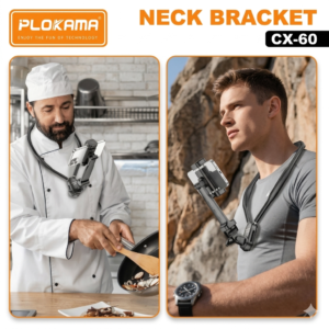 Plokama CX-60 Phone & Camera Neck Mount – Flexible Hands-Free Silicone Bracket For Stable Cinematic Vlogging & POV Shooting