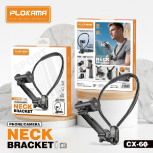 Plokama CX-60 Phone & Camera Neck Mount – Flexible Hands-Free Silicone Bracket For Stable Cinematic Vlogging & POV Shooting