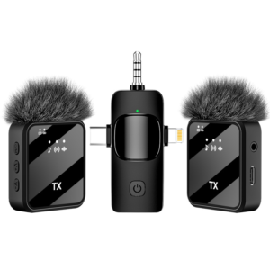 F11-2 Professional Dual Wireless Lavalier Microphone – 3-in-1 Compatible for iPhone, Android & Camera