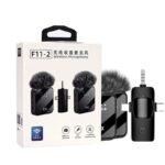 F11-2 Professional Dual Wireless Lavalier Microphone – 3-in-1 Compatible for iPhone, Android & Camera