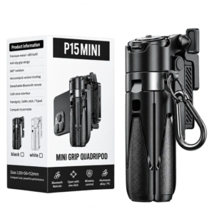 P15 Mini Grip Quadripod with Bluetooth Remote - Black Color