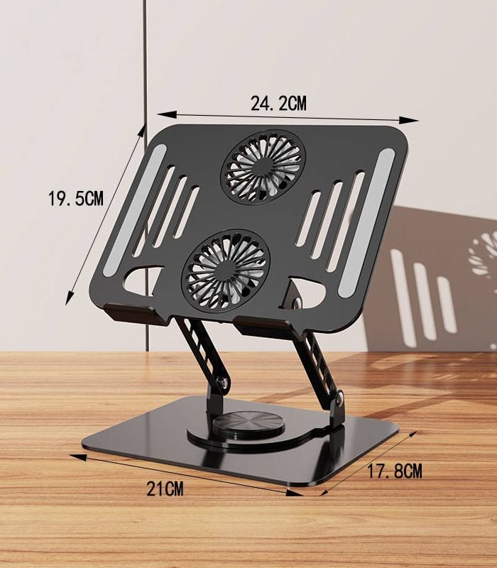 Premium Aluminium 360° Rotating Laptop Stand with Cooling Fan | Ultra Strong Adjustable Ergonomic Laptop Holder - Image 4
