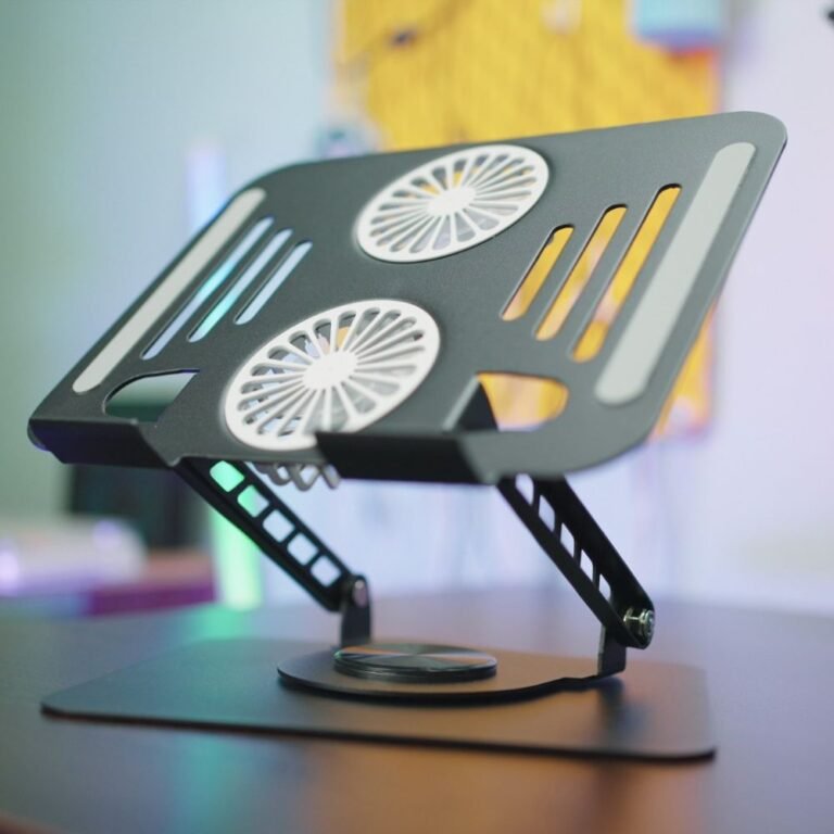 Premium Aluminium 360° Rotating Laptop Stand with Cooling Fan | Ultra Strong Adjustable Ergonomic Laptop Holder - Image 5
