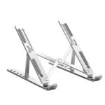 7-Level Adjustable Foldable Aluminium Laptop Stand for Laptops & Tablets - Silver Color - Image 2