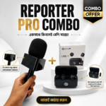 Reporter Pro Max Combo – Professional Triangle Logo Microphone Holder Box + Lark M2 Inspired Wireless Microphone Combo Set