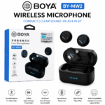 BOYA BY-MW2 Wireless Mic | Dual Lavalier System | HD Recording, Noise Cancellation, Reverb Mode | Android & iPhone Compatible