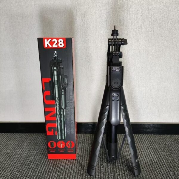 K28 Selfie Stick Tripod | 5ft Extendable | 360° Rotation with Wireless Remote for Phone Photography & Vlogging