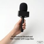 Interview Wireless Lavalier Microphone Handheld Adapter with Triangle Logo Flag Box | Reporter & Media Mic Holder (Microphone Not Included) - Image 2
