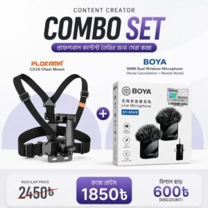 Ultimate Creator Combo: PLOKAMA CX10 Chest Mount + BOYA BY-MW8 Wireless Mic | Perfect for Vloggers & Outdoor Creators