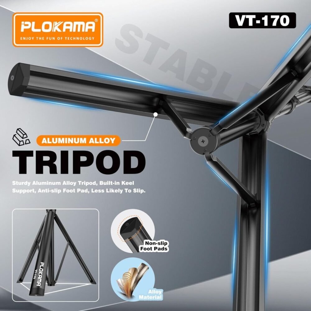 PLOKAMA VT-170 Professional 67 Inch Mobile & Camera Tripod Stand with Remote Control - Image 6