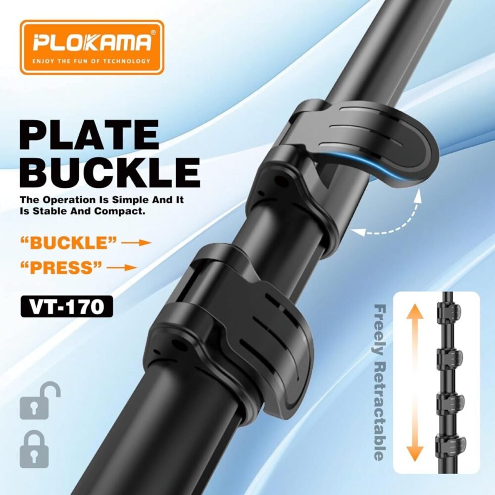 PLOKAMA VT-170 Professional 67 Inch Mobile & Camera Tripod Stand with Remote Control - Image 7