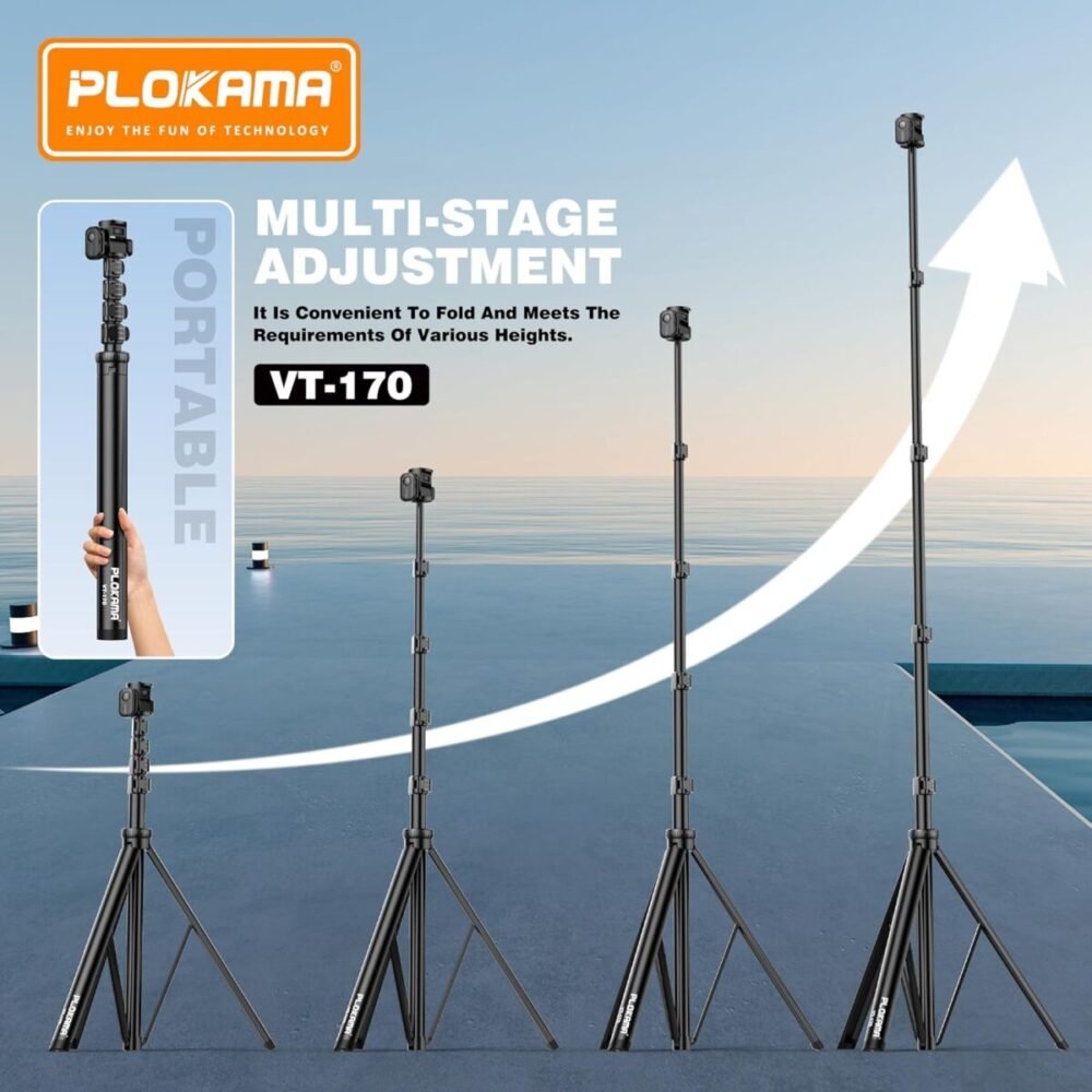 PLOKAMA VT-170 Professional 67 Inch Mobile & Camera Tripod Stand with Remote Control - Image 5
