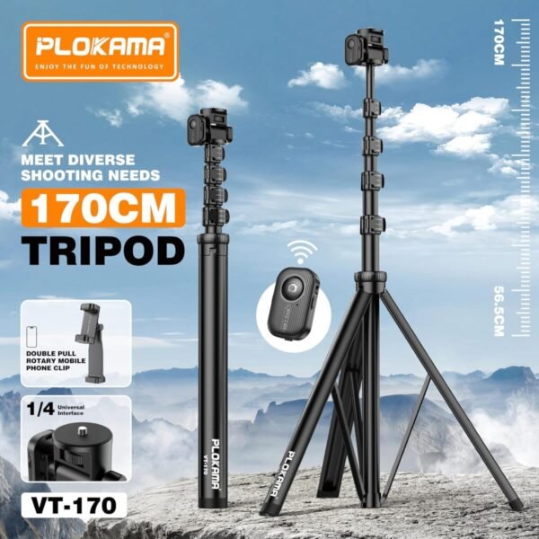 PLOKAMA VT-170 Professional 67 Inch Mobile & Camera Tripod Stand with Remote Control