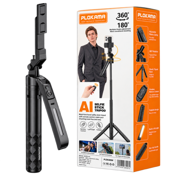 PLOKAMA Auto A7 AI Auto Face Tracking Tripod 5 feet 11 inches – 360° Face Tracking Gimbal Selfie Stick with Gesture Control & Bluetooth 5.1