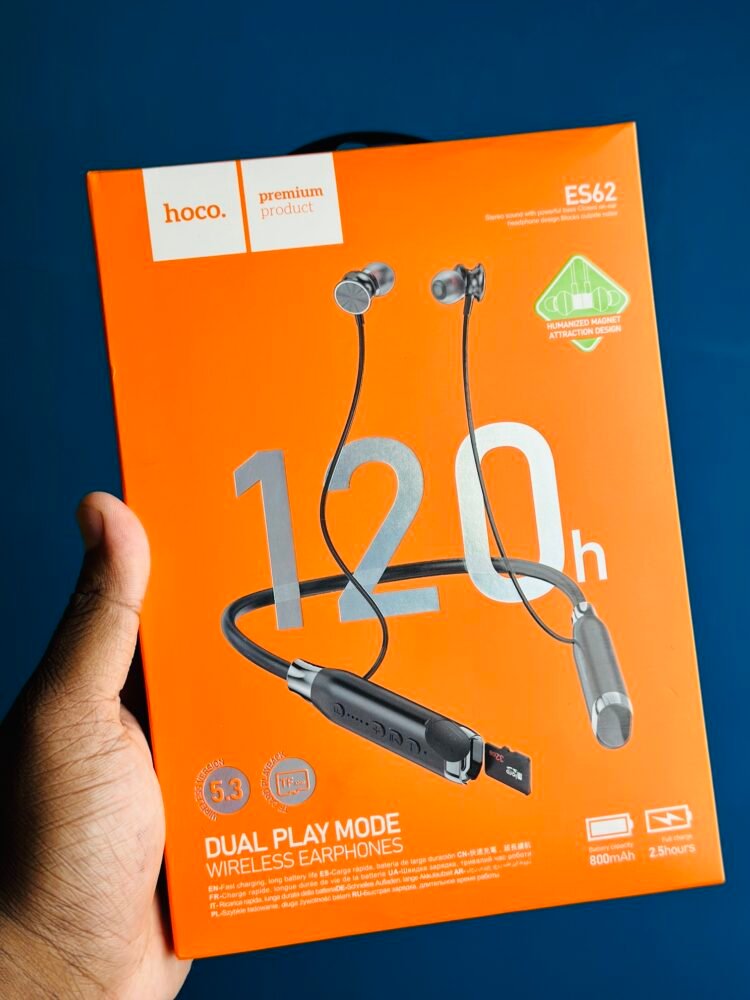 Hoco ES62 Plus Pretty Wireless Bluetooth Neckband – 150 Hours Long Battery Life, Bluetooth 5.3 & TF Card Support - Image 5