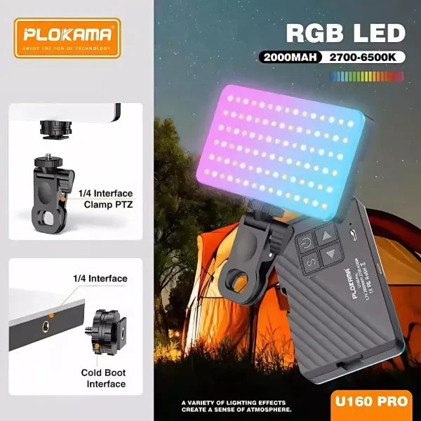 PLOKAMA U160 PRO RGB Portable LED Light for Photography, Videography & Content Creation - Image 6