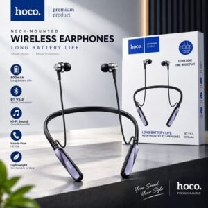 HOCO Premium Wireless Bluetooth Neckband – 500 Hours Long Battery Life